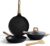 Lifelong 3 Piece Die-Cast Cookware Set with Coomon Lid | 2.2L Kadhai with Lid 24cm | 1.4L Fry Pan 24cm | 1.2L Tawa 28cm | Induction & Gas Compatible | Non-Riveted Handle | PFOA-Free Non-Stick Coating