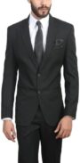 ManQ Solid Single Breasted Wedding, Formal Men's Blazer(Black)