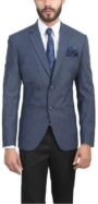 ManQ Solid Single Breasted Wedding, Formal Men's Blazer(Blue)
