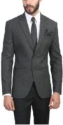 ManQ Solid Single Breasted Wedding, Formal Men's Blazer(Grey)
