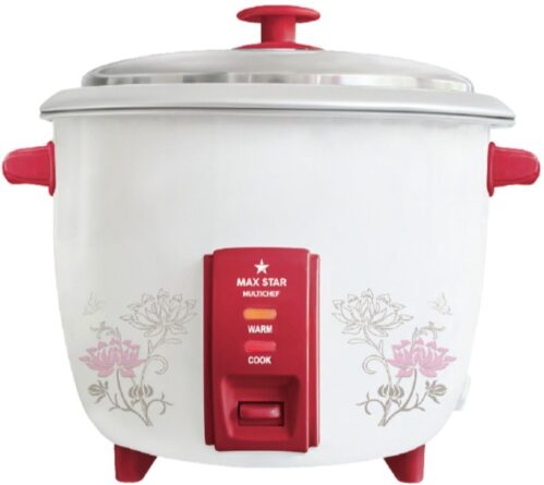 Maxstar RC01 Multichef Electric Rice Cooker with Steaming Feature(1.8 L, White and Red)