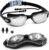 SLOVIC Black Swimming Goggles for Men & Women with Silicon Nose Bridge | Anti-Fog Glasses, Leak-Proof