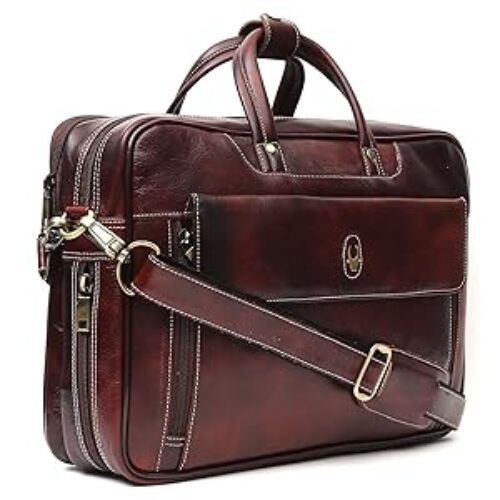 WildHorn 100 % Genuine Leather Brown 16 inch Men's Laptop Bag